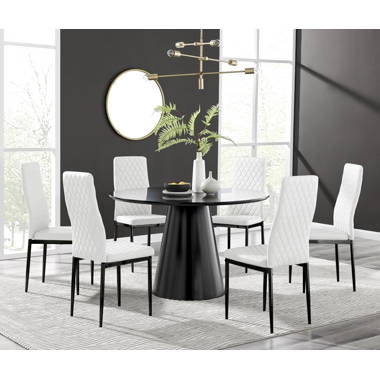 Round pedestal dining table deals set for 6